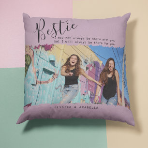 Modern Bestie Quote Photo Personalized BFF Cushion