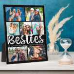 Modern BESTIES 7 Photo Collage Black Personalised Plaque<br><div class="desc">Create a keepsake photo memory collage of 7 of your favourite pictures of your best friend or BFF. Personalise with your custom text below the title BESTIES in a trendy hand lettered typography in white against an editable black background. Meaningful, memorable gift for your BFF's birthday, at graduation or the...</div>