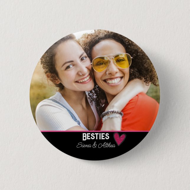 Modern Besties Best Friend Photo 6 Cm Round Badge (Front)