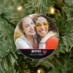 Modern Besties Best Friend Photo Ceramic Ornament