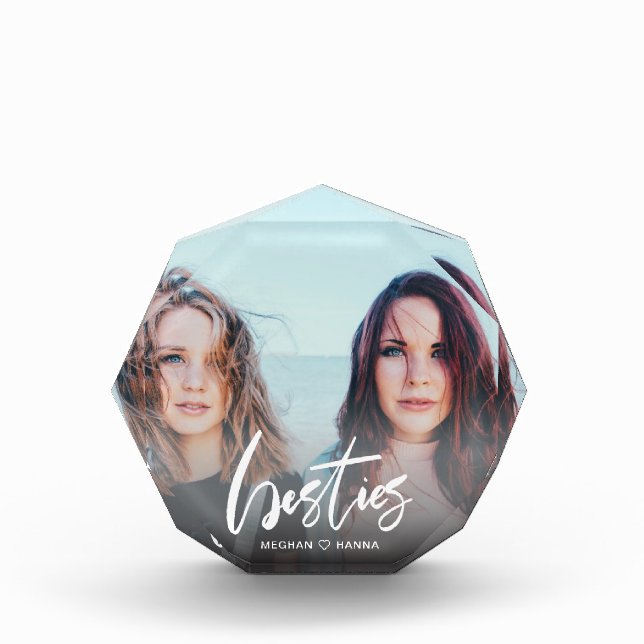 Modern Besties calligraphy overlay Photo Block (Front)