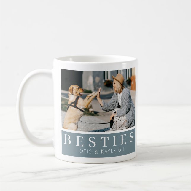 Modern Besties Dog Lover Keepsake Photo Coffee Mug (Left)