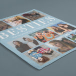 Modern Besties Gift | Best Friends Blue Fleece Blanket<br><div class="desc">Personalised friendship fleecy blanket featuring a dusty blue background that can be changed to any colour,  9 photos of you and your bestie,  and a cute best friends quote.</div>