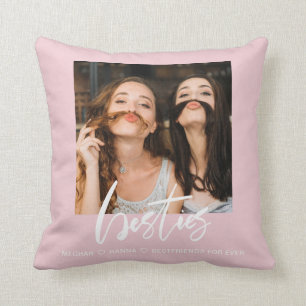 Modern Besties photo best friends pink Cushion
