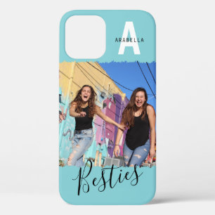 Modern Besties Photo Monogram   Blue iPhone 12 Case