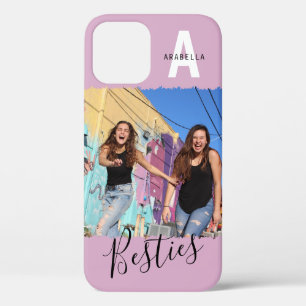 Modern Besties Photo Monogram   Pink iPhone 12 Case