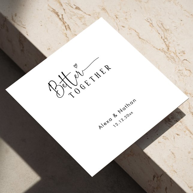 Modern Better Together Heart Personalised wedding Napkin (Modern Monogram Personalized wedding napkins )