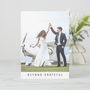 Modern Beyond Grateful 2 Photo Thank You Card