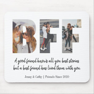 Modern BFF Best Friend Forever Cute Photo Collage Mouse Pad