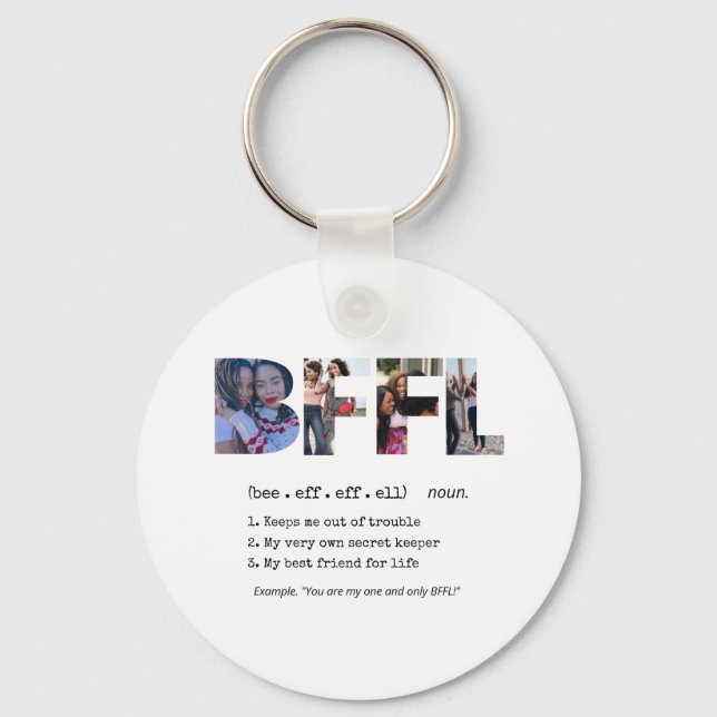 Modern bff best friends forever photo collage cute key ring (Front)