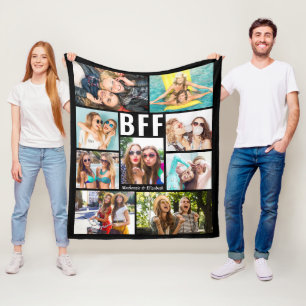 Modern BFF Best Friends Photo Collage Names Fleece Blanket
