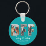 Modern BFF Photo Best Friend Names Teal Green Key Ring<br><div class="desc">Personalised BFF Photo Collage Best Friend Forever Besties Names Teal Green Keychain</div>