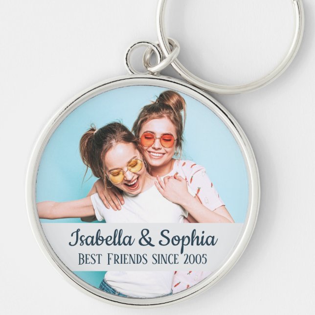 Modern BFF photo Best friends names Key Ring (Front)