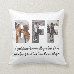 Modern BFF Photo Collage Best Friend Besties Quote Cushion