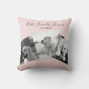 Modern BFF Photo Collage Blush Pink Personalised Cushion