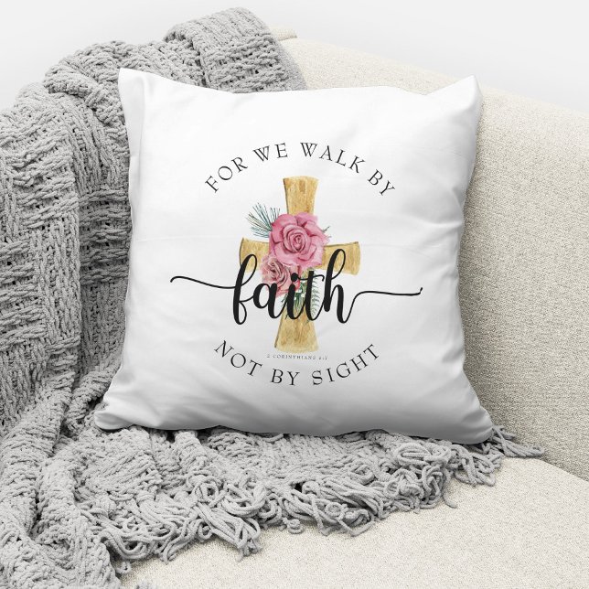 Modern Bible Verse Floral Cross Cushion (Creator Uploaded)