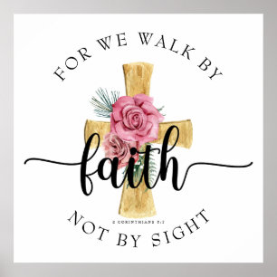 Modern Bible Verse Floral Cross Poster