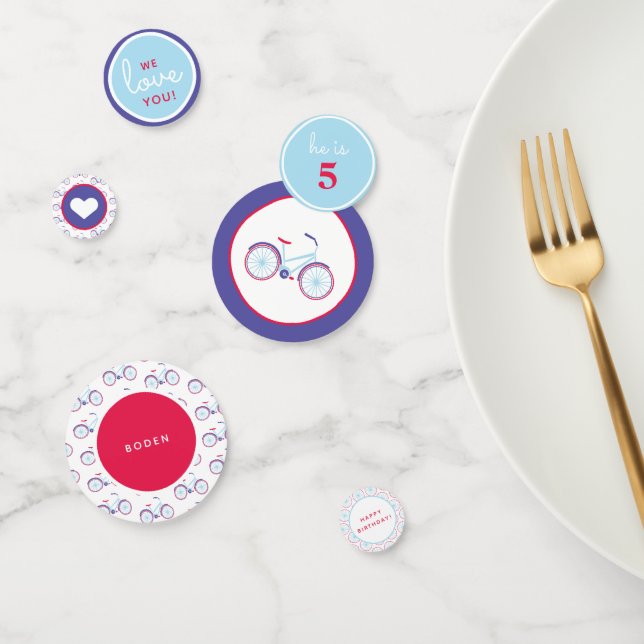 Modern Bicycle in Blue and Red Party Confetti (Group)