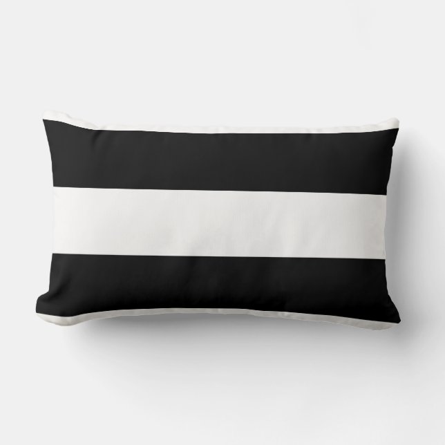 Modern Big Black and White Stripe Lumbar Cushion (Front)