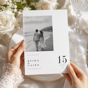 Modern Big Date Photo Save The Date Card