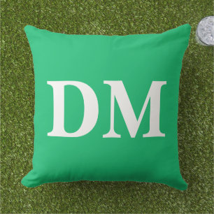 Modern big initials in white Summer greenery Cushion