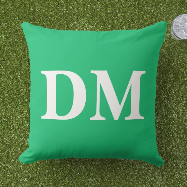 Modern big initials in white Summer greenery Cushion (Grass)