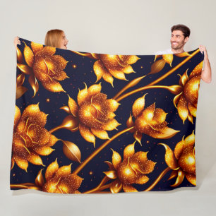 Modern Big Luxury Gold Rose Collection Fleece Blanket