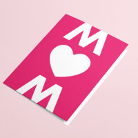 Modern Big MUM Heart White Red Mother's Day