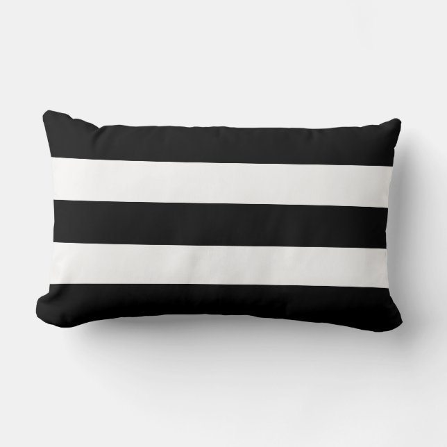 Modern Big White and Black Stripe Lumbar Cushion (Front)