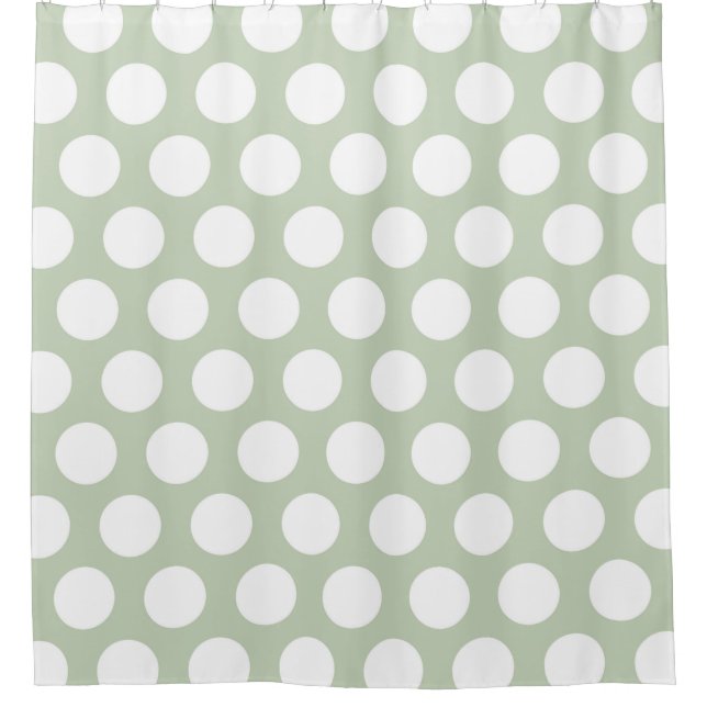 Modern Big White Dots on Grey Shower Curtain (Front)