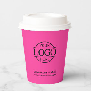 Modern Bight Pink Corporate Company Business Logo Paper Cups