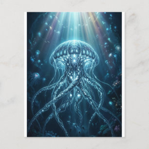 "Modern Bioluminescent Jellyfish Acrylic Pedestal Flyer