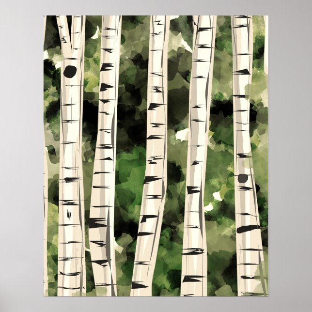 Modern Birch Trees Forest 16x20 Poster (Front)