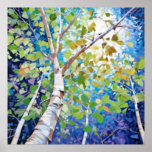 Modern Birch Trees Forest Poster (Front)