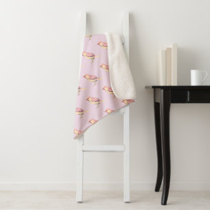 Modern Bird Art Pink Lilac Pattern Sherpa Blanket