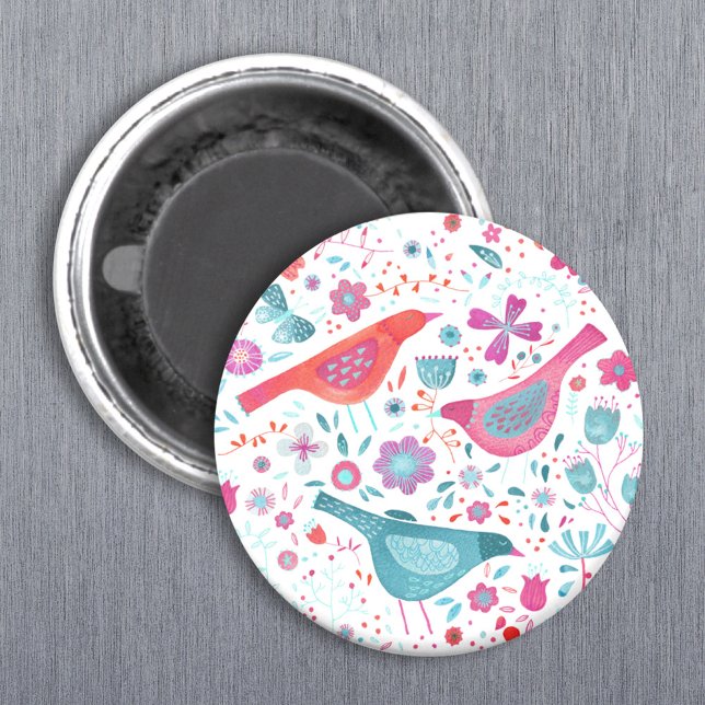 Modern Bird Floral Watercolor Magnet (Creator Uploaded)