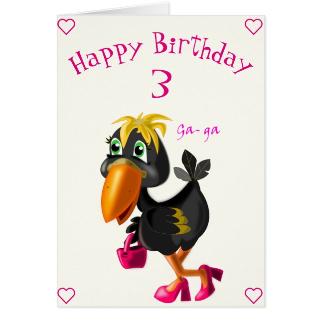 Modern Bird Funny Birthday Card - Customizable (Front)
