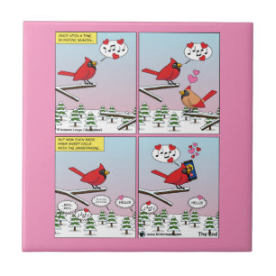 Modern Bird Mating Calls Comic Ceramic Tile