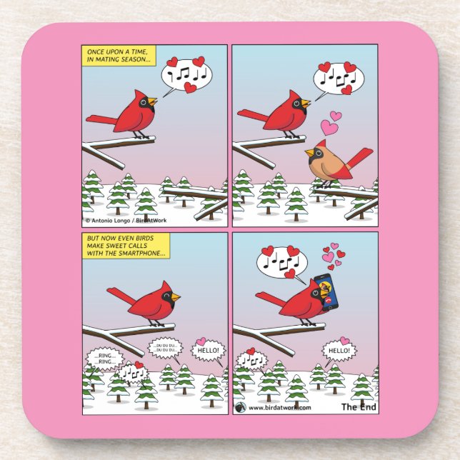 Modern Bird Mating Calls Comic Coaster (Front)