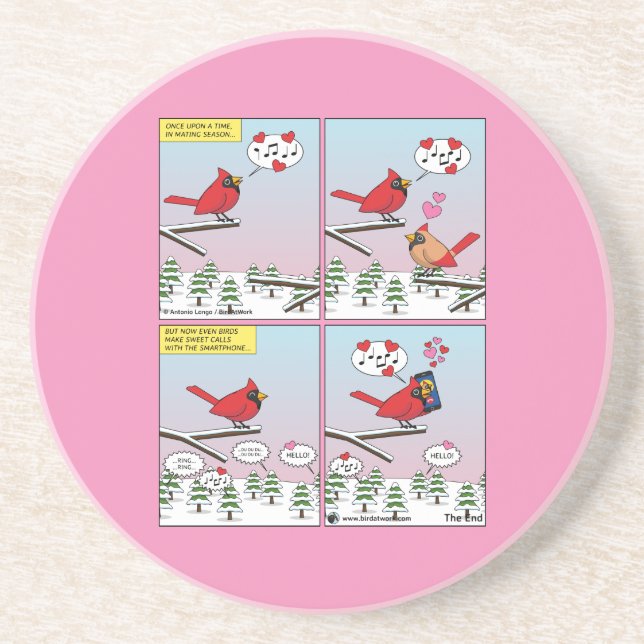 Modern Bird Mating Calls Comic Coaster (Front)