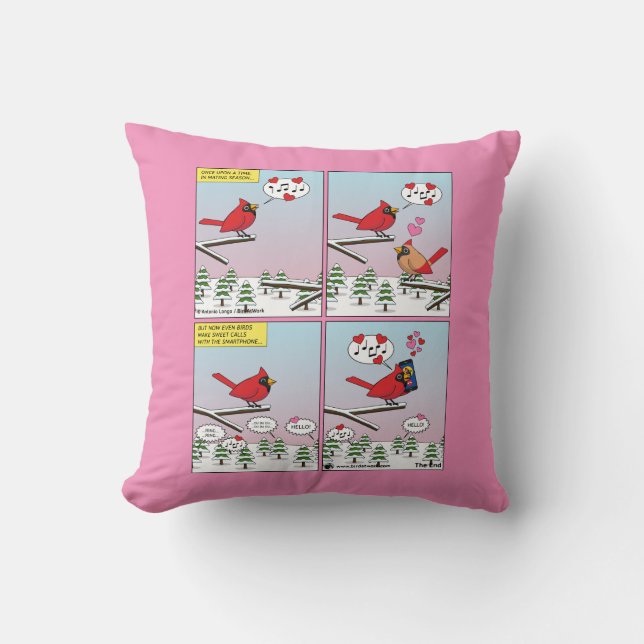 Modern Bird Mating Calls Comic Cushion (Front)