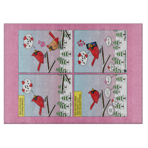 Modern Bird Mating Calls Comic Cutting Board