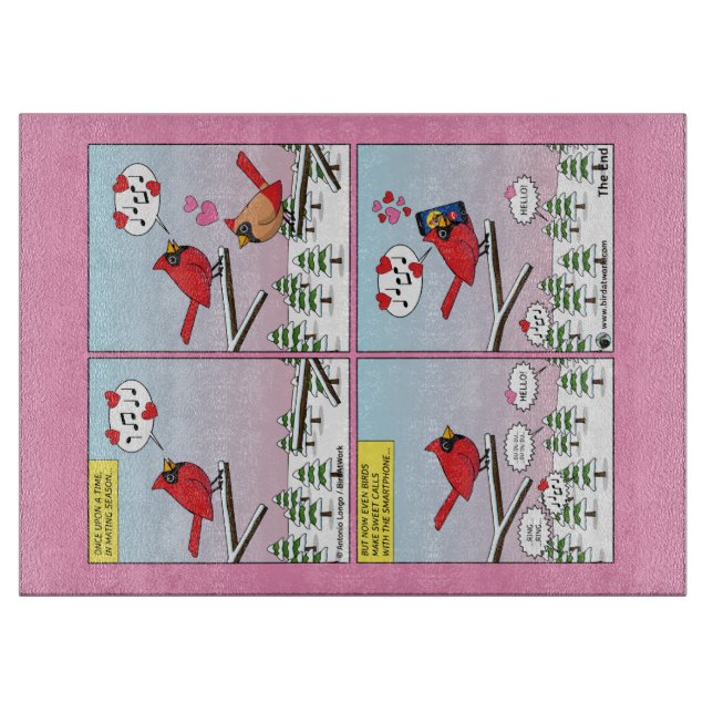 Modern Bird Mating Calls Comic Cutting Board (Front)