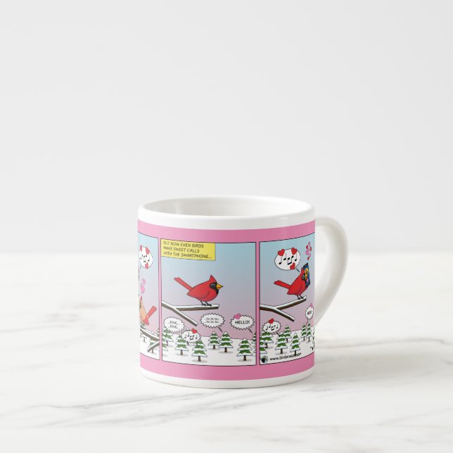 Modern Bird Mating Calls Comic Espresso Cup (Front Right)