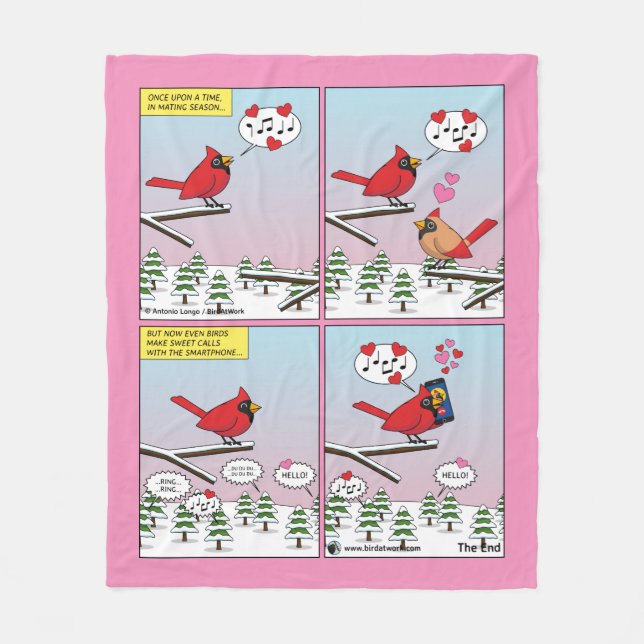 Modern Bird Mating Calls Comic Fleece Blanket (Front)