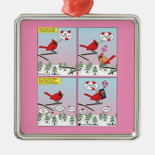 Modern Bird Mating Calls Comic Metal Ornament