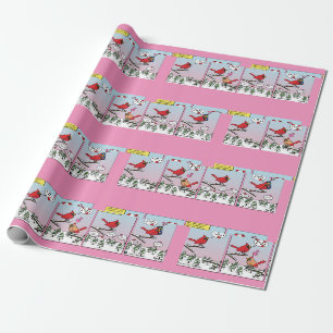 Modern Bird Mating Calls Comic Wrapping Paper