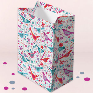 Modern Bird Watercolor Medium Gift Bag