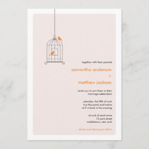 Modern Birdcage Wedding Invitation - Orange