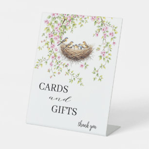 Modern Birds and Flowers Wedding Cards & Gifts Pedestal Sign